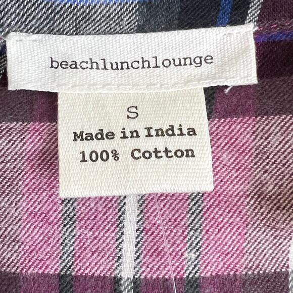 Beachlunchlounge Womens Flannel Shirt Small Pink Plaid Long Sleeve Cotton - Picture 4 of 7